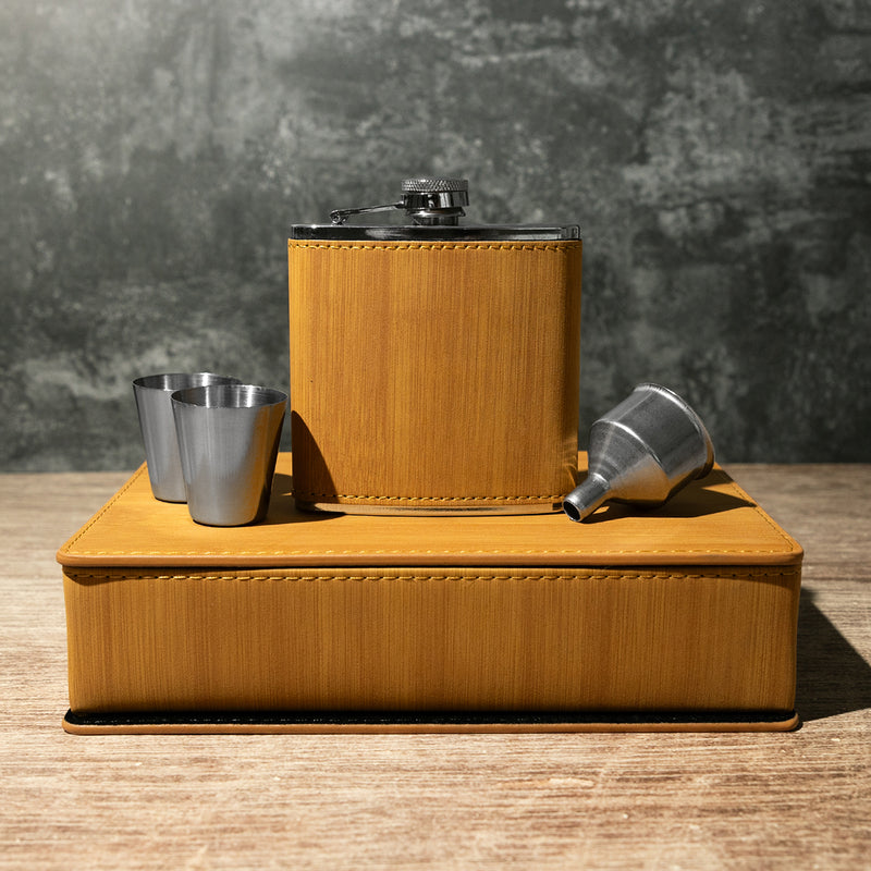 Personalized Bamboo Flask Set
