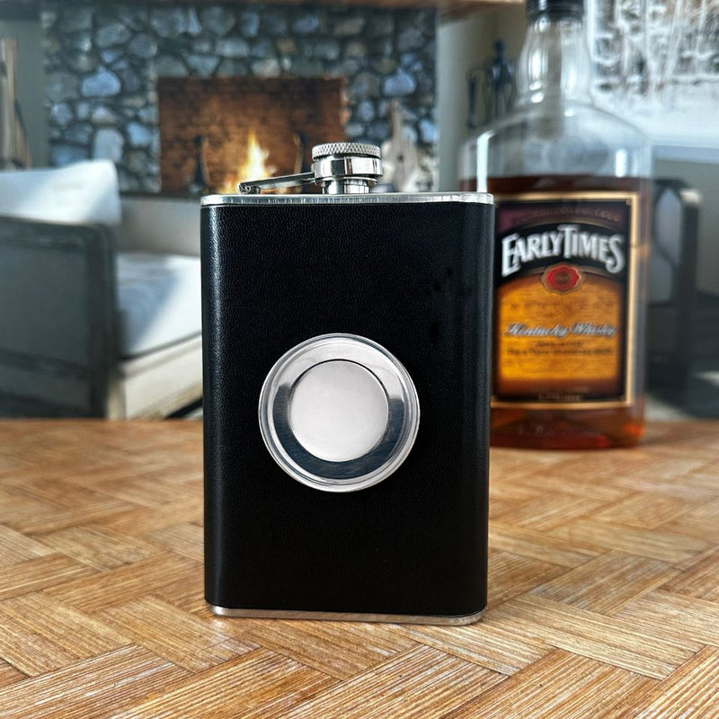 Leather Flask with Folding Shot Glass
