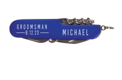 Personalized Blue Multi-Tool Pocket Knife