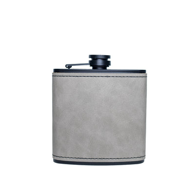Personalized Leather Wrapped Black Flasks