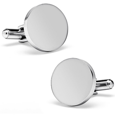 Personalized Round Silver Cufflinks