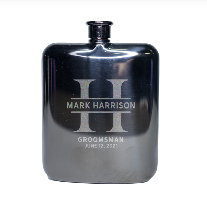 Personalized 5 oz. Square Round Hip Flask