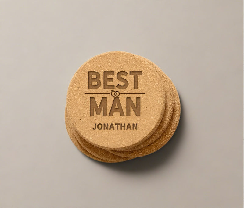 Personalized Groomsmen Cork Coaster - 1 piece