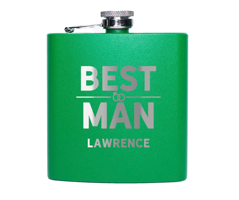 Personalized Green Powder-Coated Flasks