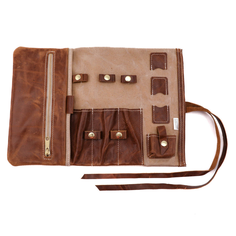 Personalized Leather & Canvas Tech Roll