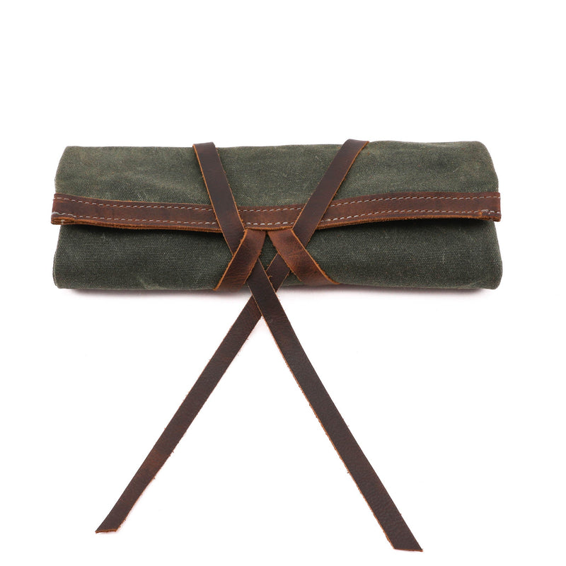 Personalized Leather & Canvas Tech Roll