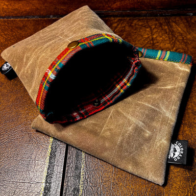 Set of Two Medium Handmade Waxed Canvas and Wool Ditty Bags