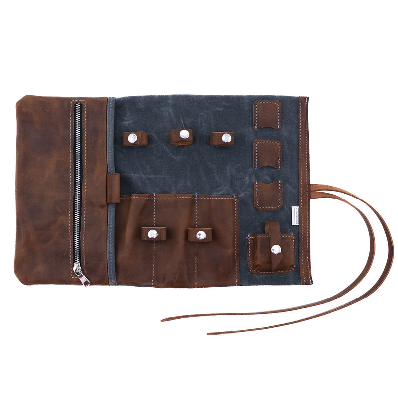Personalized Leather & Canvas Tech Roll