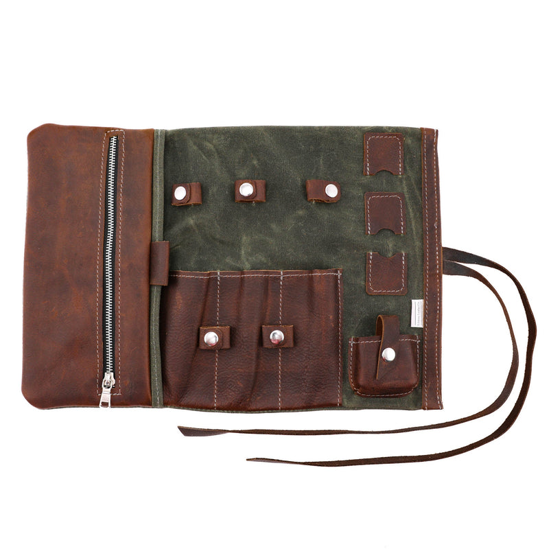 Personalized Leather & Canvas Tech Roll