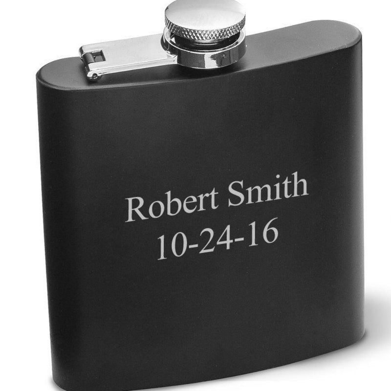 Personalized Matte Black Flasks - Stainless Steel