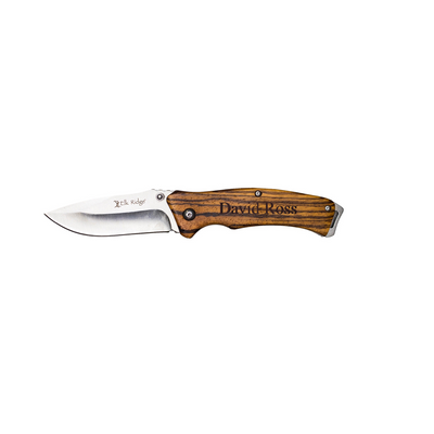 Personalized Elk Ridge Zebrawood Handle Knife
