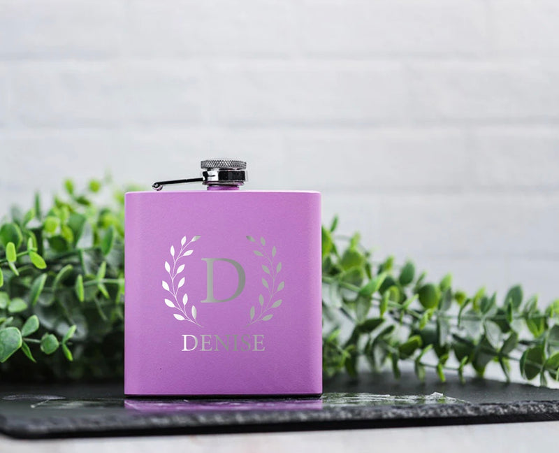 Personalized Light Purple Powder-Coated Flasks