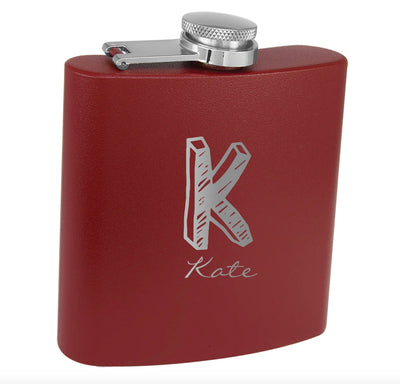 Personalized Maroon Powder-Coated Flask