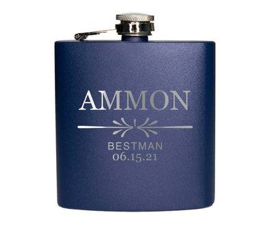 Personalized Navy Blue Powder-Coated Flasks