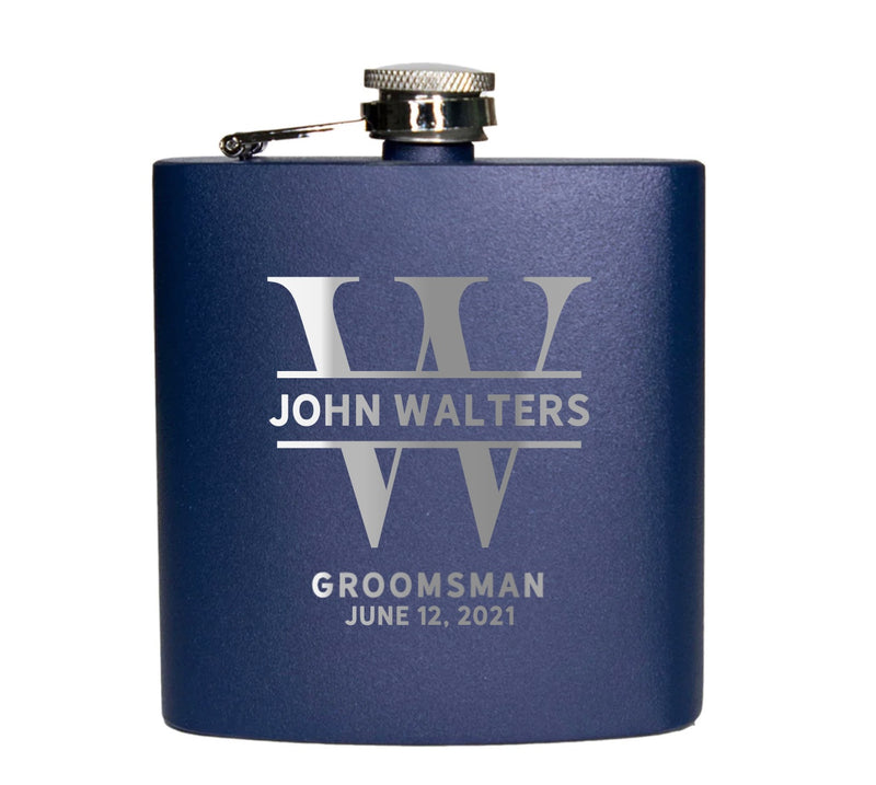 Personalized Navy Blue Powder-Coated Flasks