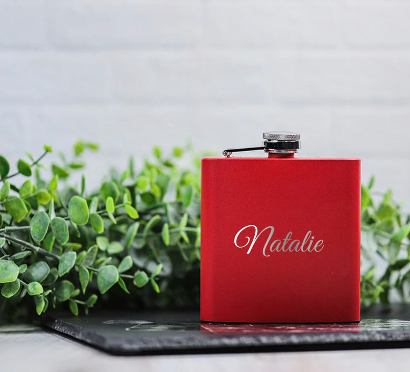 Personalized Red Powder-Coated Flasks