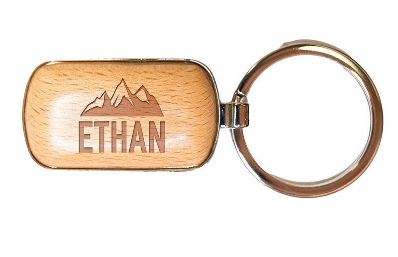 Personalized Rounded Corner Wooden Keychain