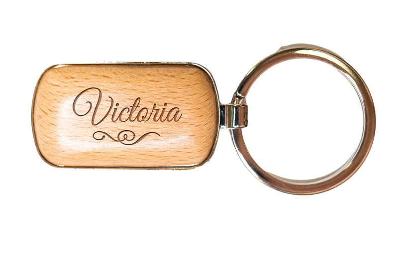 Personalized Rounded Corner Wooden Keychain