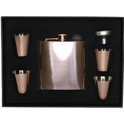 Personalized Rose Gold Flask Set with Shot Glasses