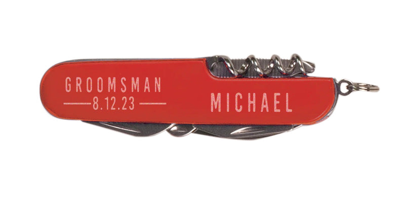 Personalized Red Multi-Tool Pocket Knife