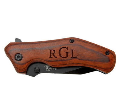 Personalized Spring Assisted Pakkawood Handle Folding Knife