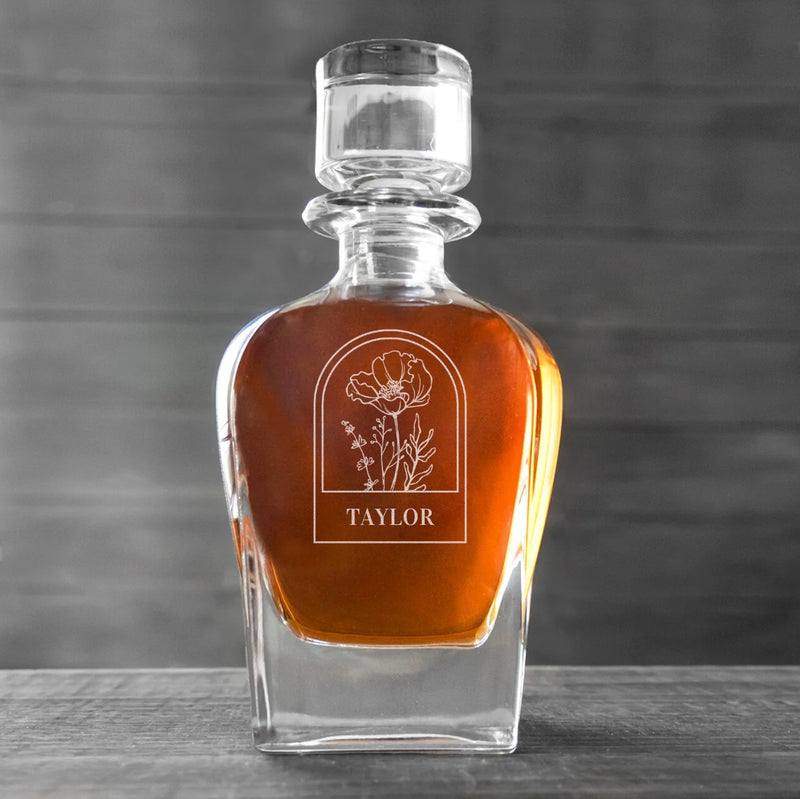 Personalized Antique Decanter - Floral Designs