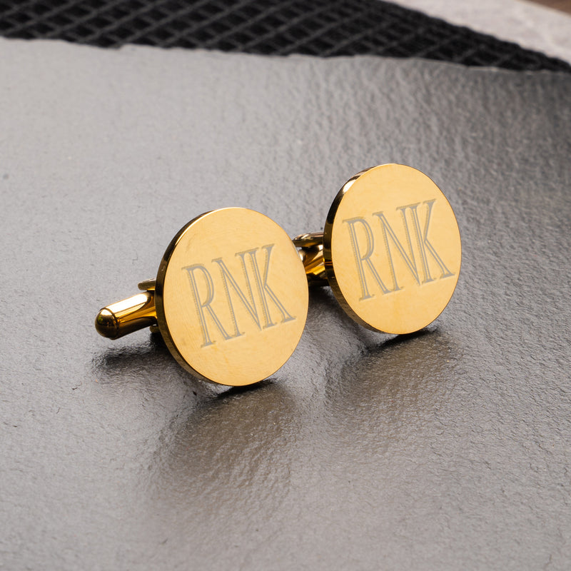 Personalized Round Gold Cufflinks