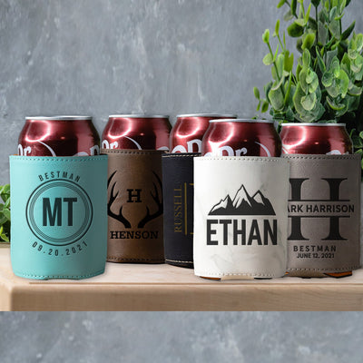 Groomsmen Gift Set of 5 Personalized Can Coolers