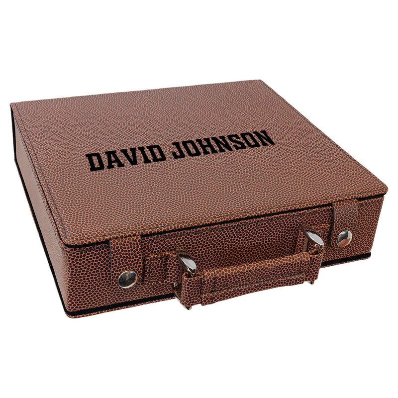 Personalized Football Engraved Leatherette 100 Chip Poker Set - - Lazerworx