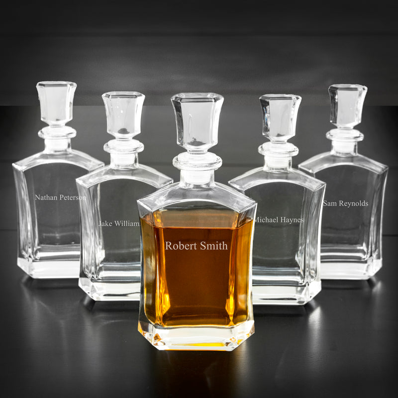 Set of 5 Groomsmen Whiskey Decanters - 23 oz.
