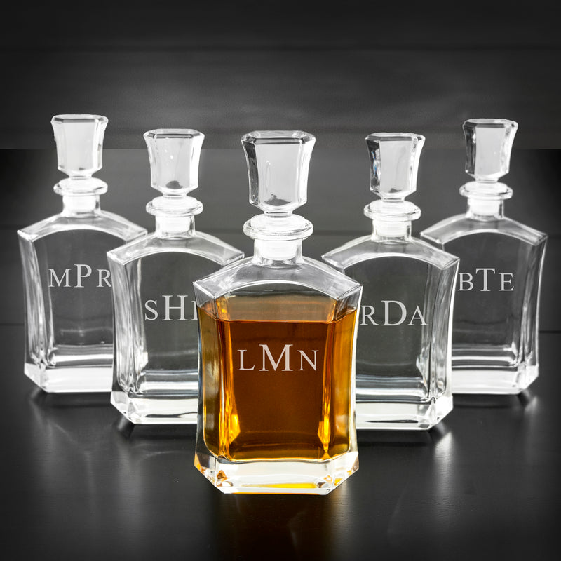 Set of 5 Groomsmen Whiskey Decanters - 23 oz.
