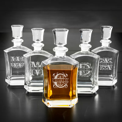 Set of 5 Groomsmen Whiskey Decanters - 23 oz.