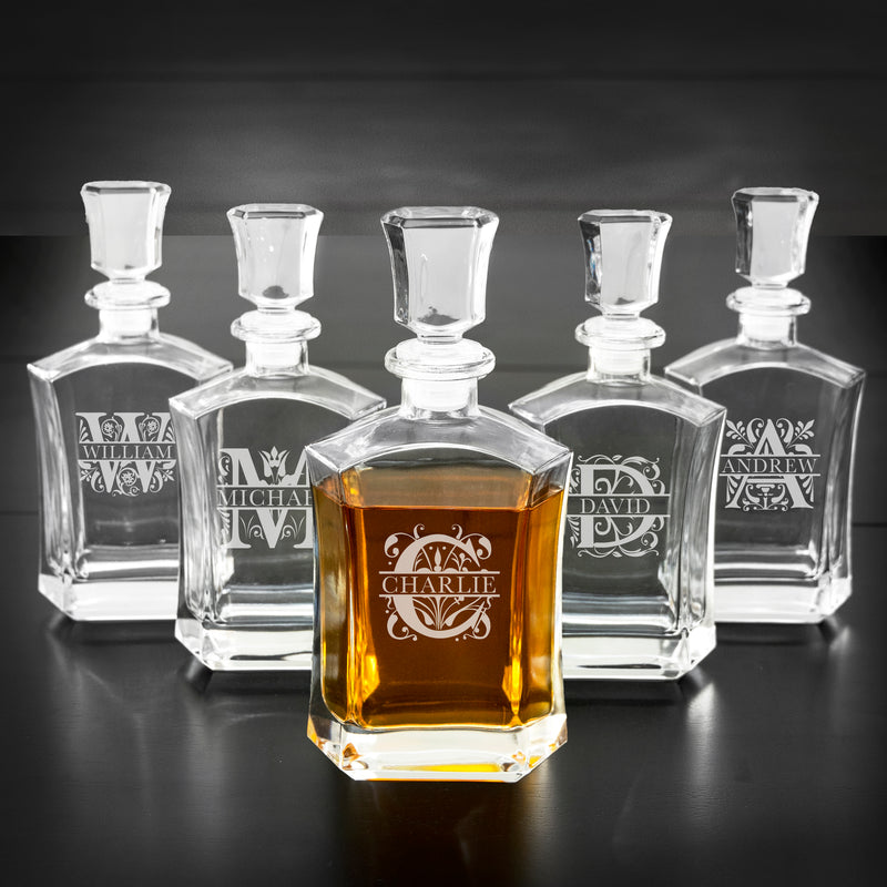 Set of 5 Groomsmen Whiskey Decanters - 23 oz.