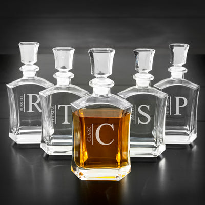 Set of 5 Groomsmen Whiskey Decanters - 23 oz.