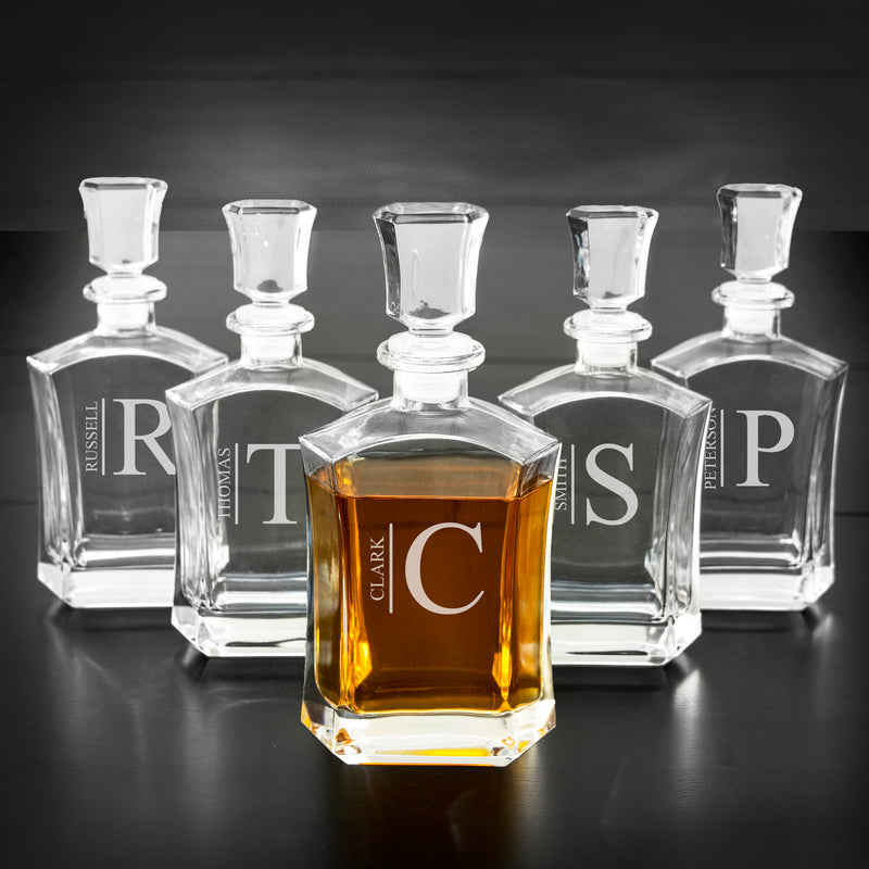 Set of 5 Groomsmen Whiskey Decanters - 23 oz.