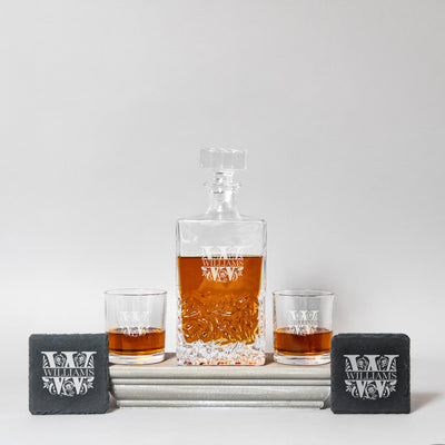 LUXE SET Kinsale Decanter + Slate Coasters