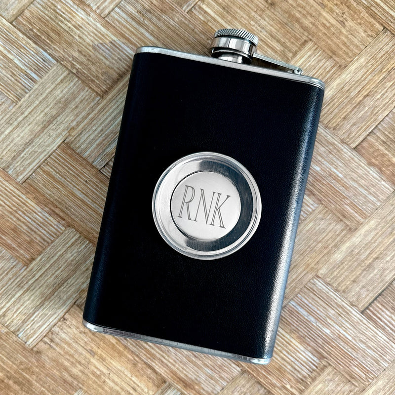 Groomsmen Set of 5 Leather Flask with Folding Shot Glass