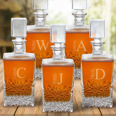 Personalized Kinsale Rectangular 24 oz. Whiskey Decanter - Set of 5