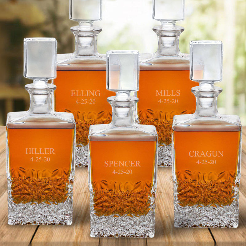 Personalized Kinsale Rectangular 24 oz. Whiskey Decanter - Set of 5