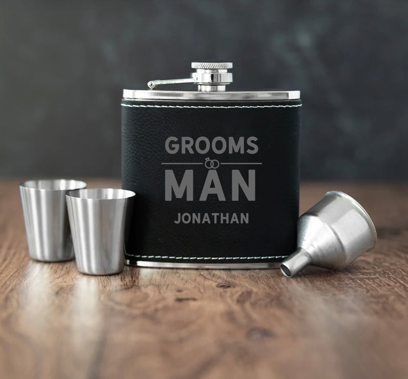 Personalized Black Flask Gift Set