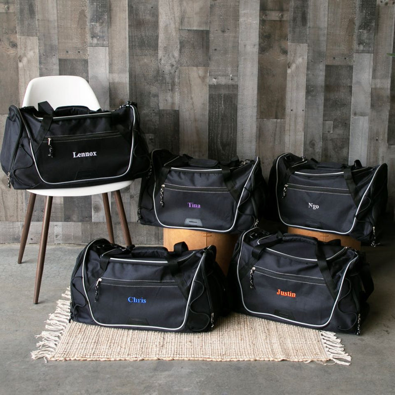 Set of 5 Personalized Black Weekender Duffel Bags