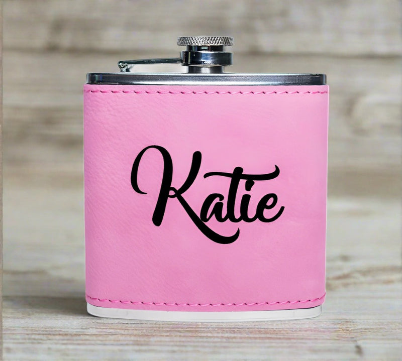 Personalized Bridesmaids Leather Wrapped Flasks