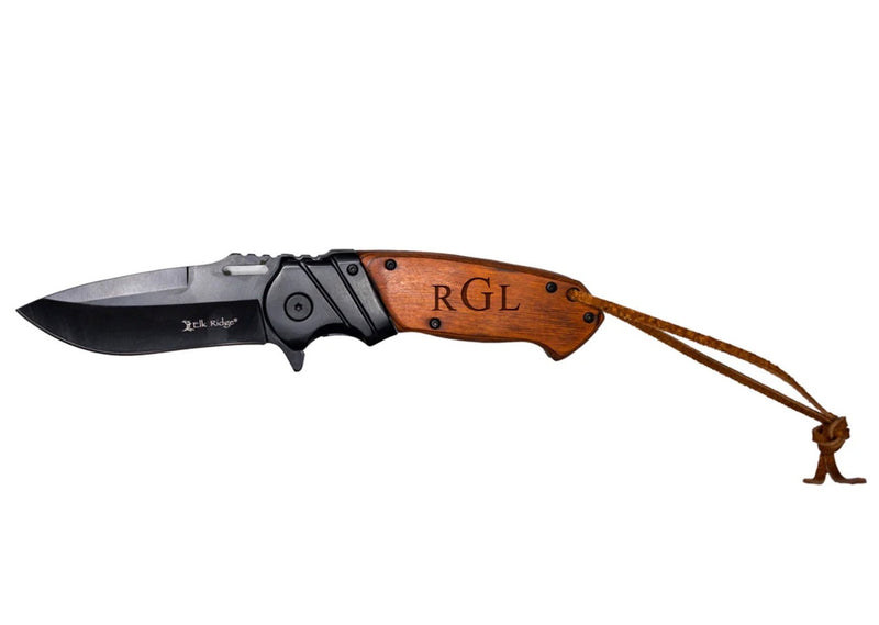 Personalized Brown Pakkawood Handle Pocket Knife