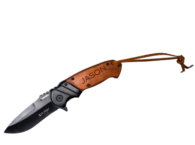 Personalized Brown Pakkawood Handle Pocket Knife