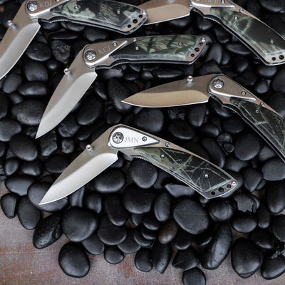 Personalized Camouflage Lock Back Pocket Knives - Set of 5