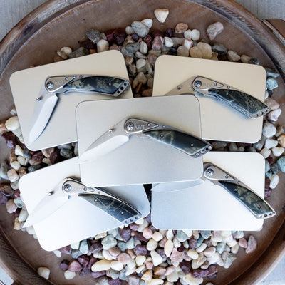 Personalized Camouflage Lock Back Pocket Knives - Set of 5