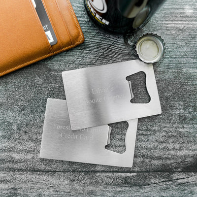 Personalized Silver Credit Card Bottle Opener