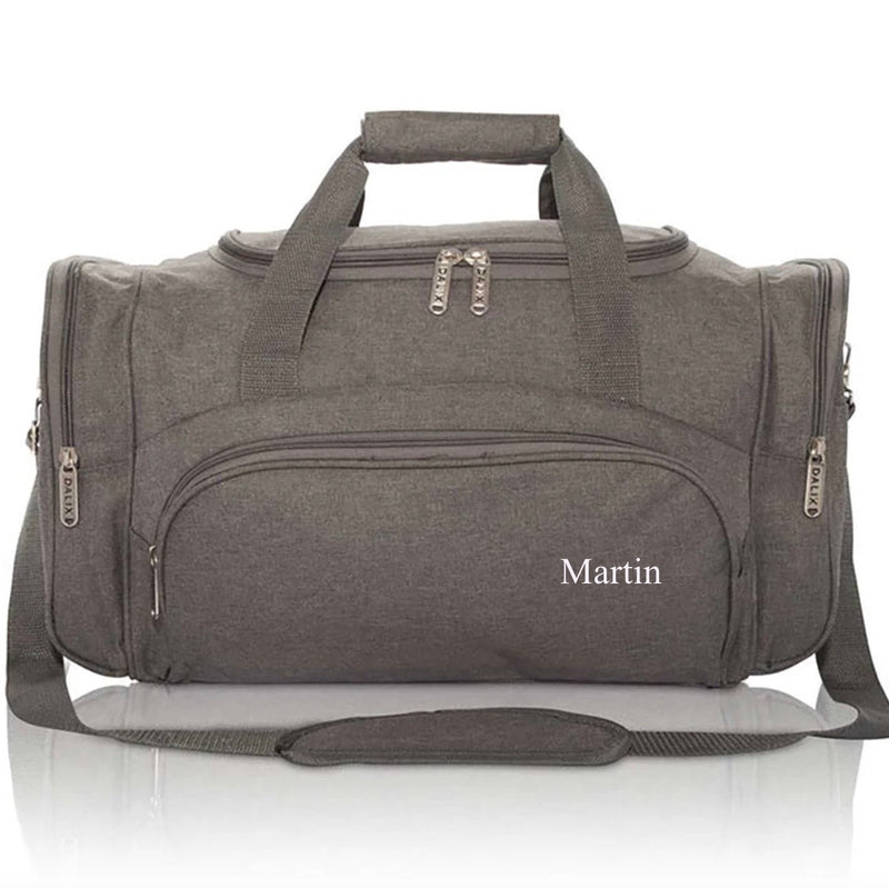 Personalized Gray Voyager Duffel Bag