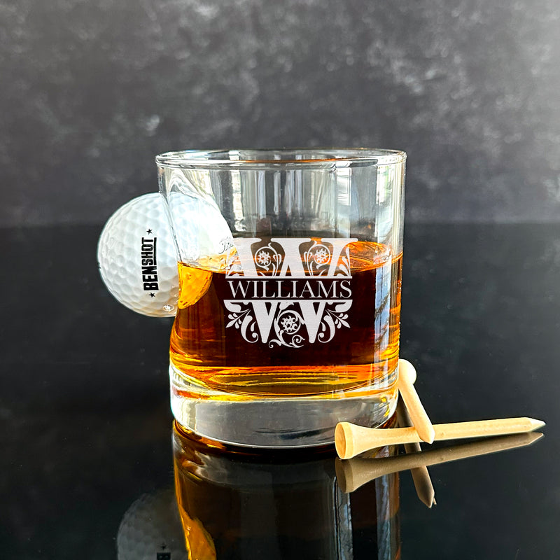 Personalized Golf Ball Lowball Whiskey Glass
