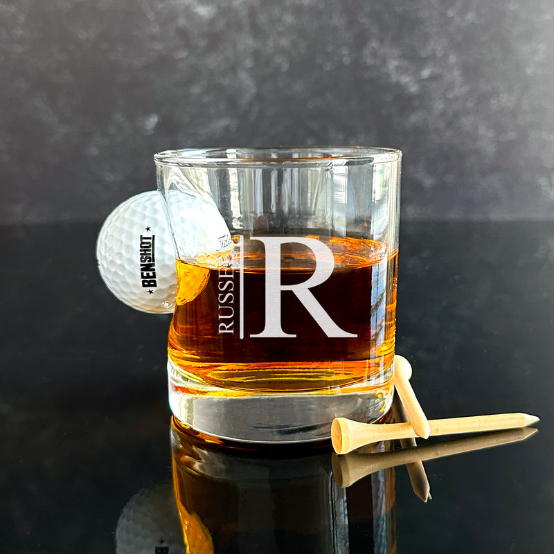 Personalized Golf Ball Lowball Whiskey Glass